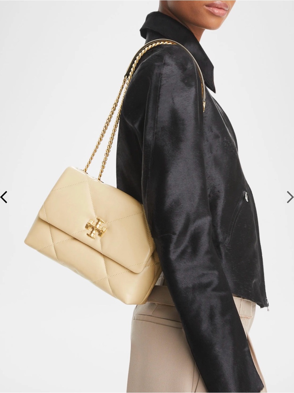Tory Burch Quilted Shoulder Bag in Creamy Yellow with Gold Hardware - Picture 5 of 5